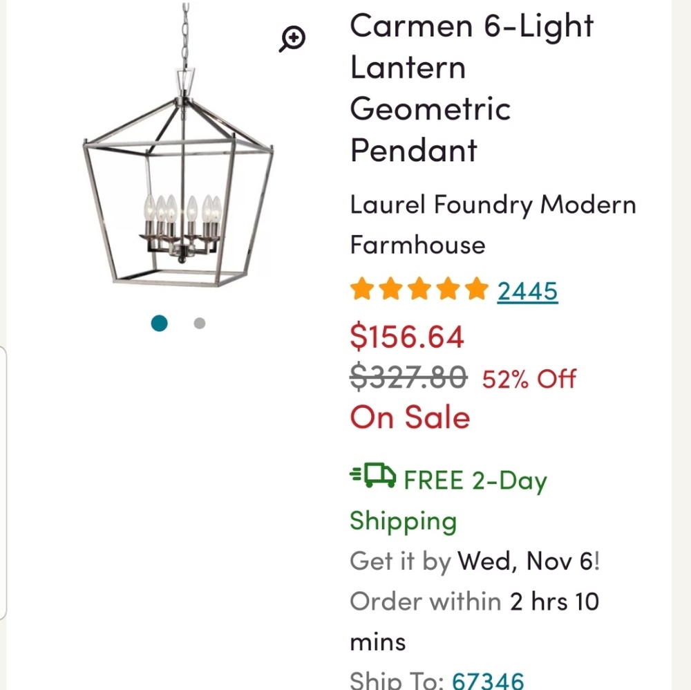 2 carmen pendant lights